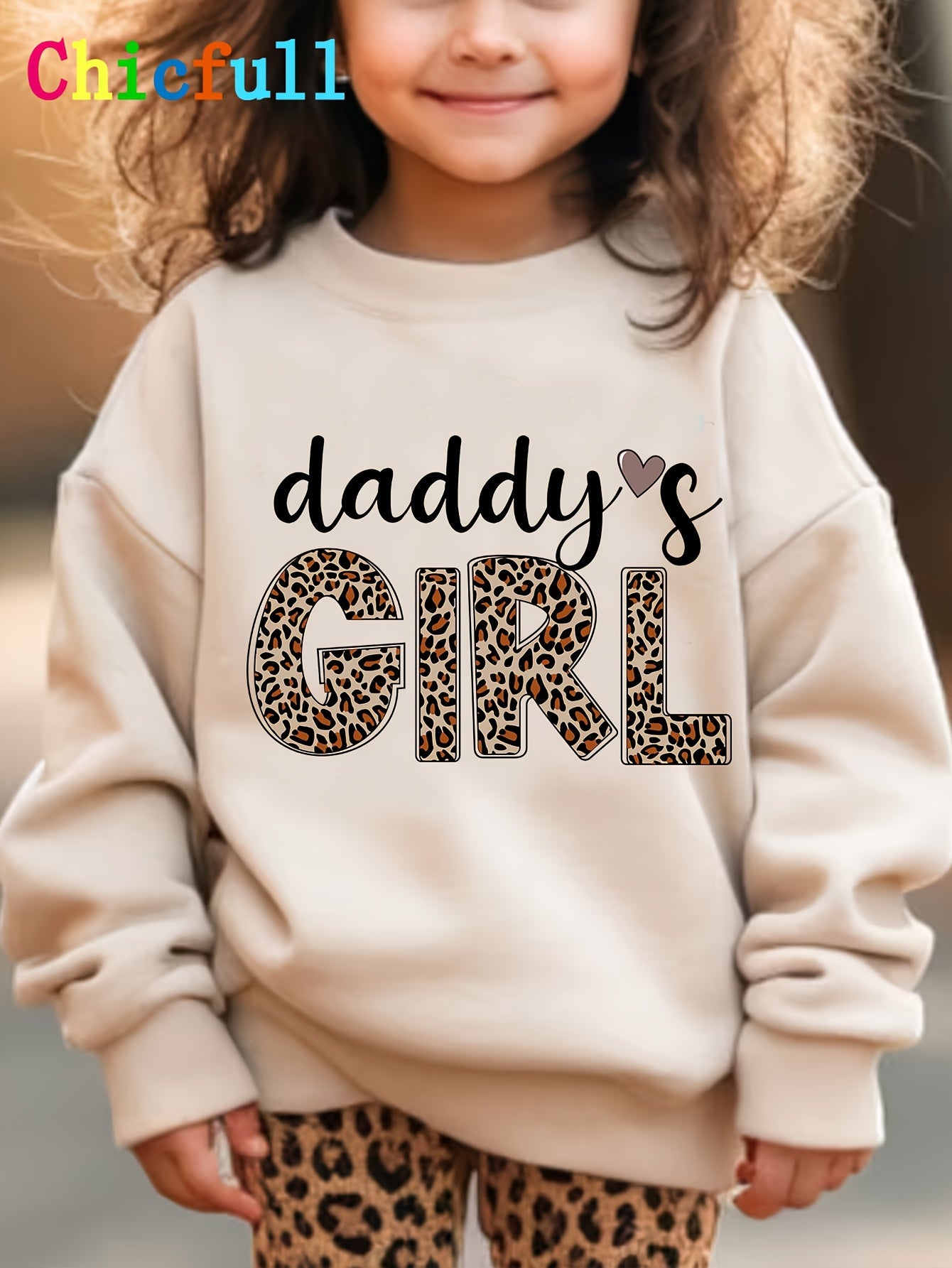 Sweat-shirt imprimé léopard Daddy's Girl - Boutique ÉclatsChic