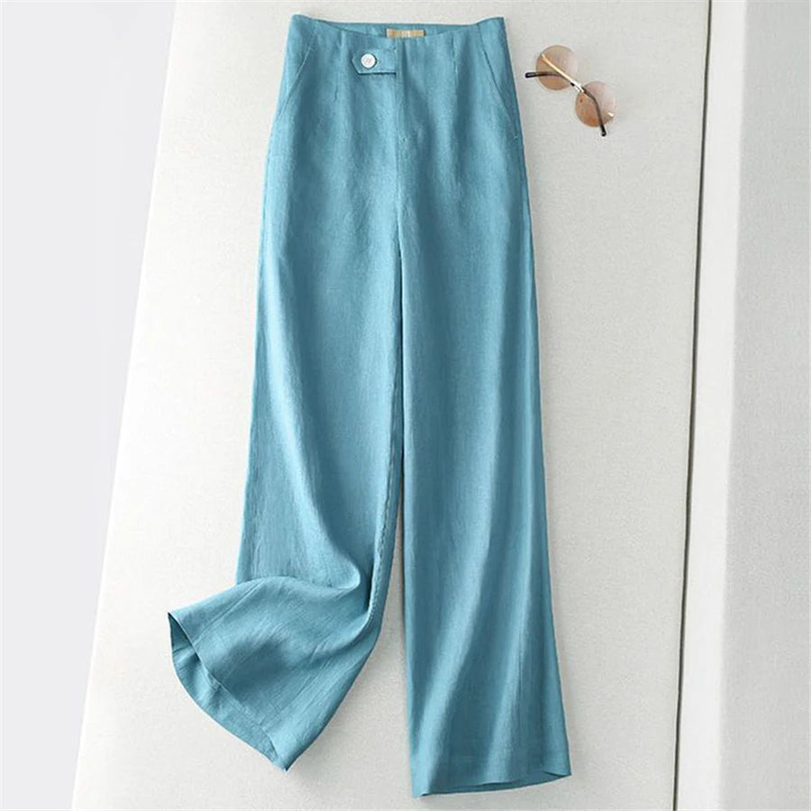 Pantalon ample en lin coupe droite - Boutique ÉclatsChic