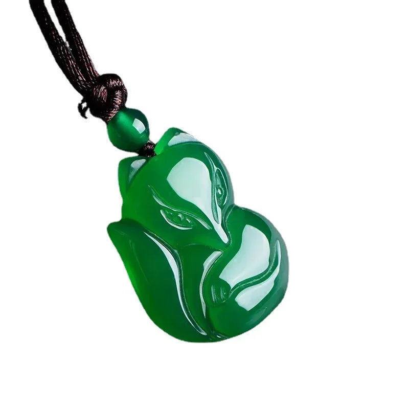 Pendentif renard en jade calcédoine naturelle - Boutique ÉclatsChic