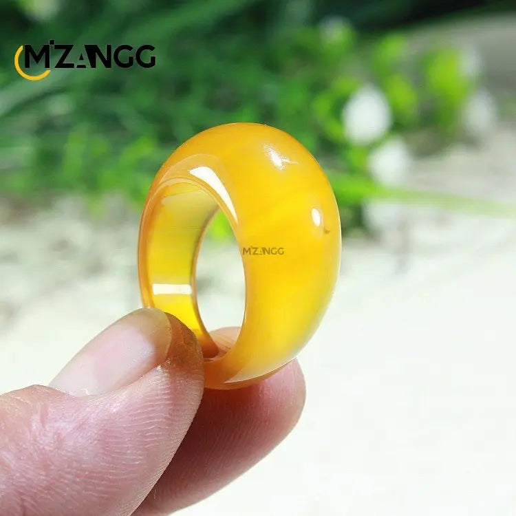 Bague agate naturelle et calcédoine unisexe - Boutique ÉclatsChic