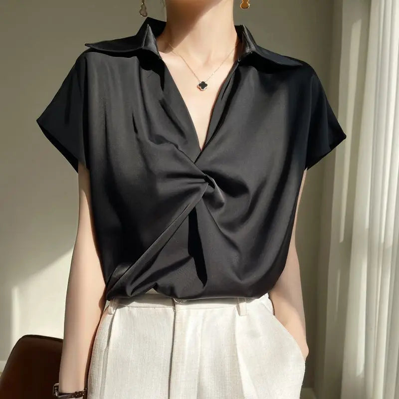 Chemisier ample en satin de soie - Boutique ÉclatsChic