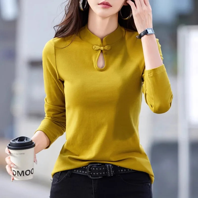 T-shirt col montant pur coton - Boutique ÉclatsChic