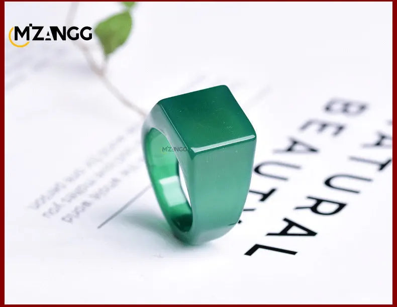 Bague agate naturelle et calcédoine unisexe - Boutique ÉclatsChic