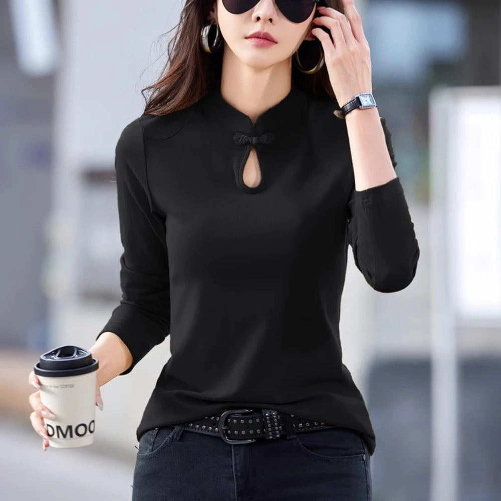 T-shirt col montant pur coton - Boutique ÉclatsChic