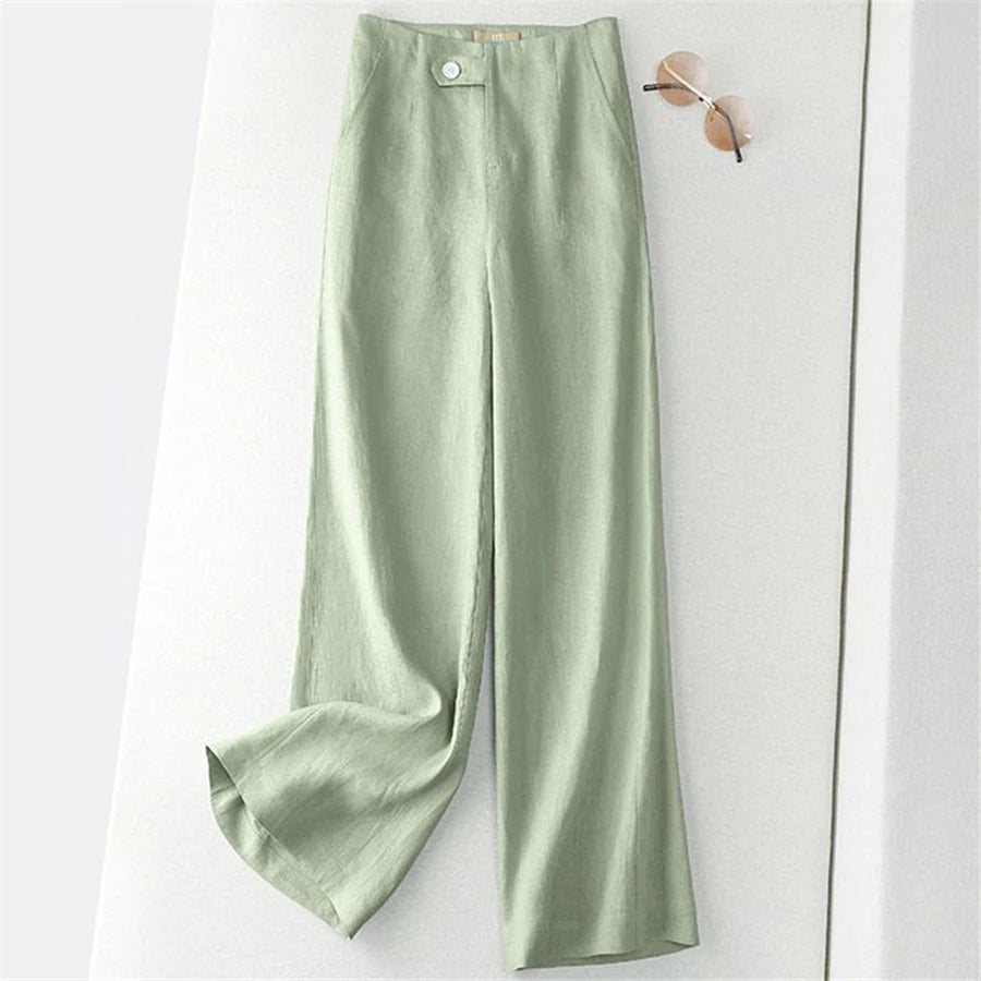 Pantalon ample en lin coupe droite - Boutique ÉclatsChic